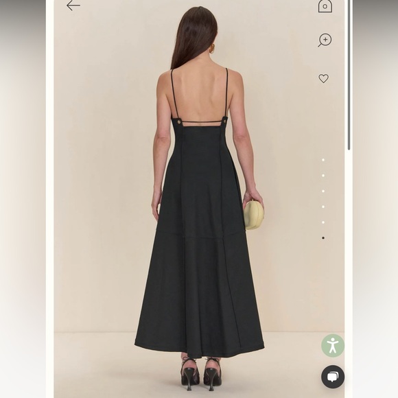 new Cult Gaia Maka black denim straight neck fit and flare midi dress - Picture 3 of 8